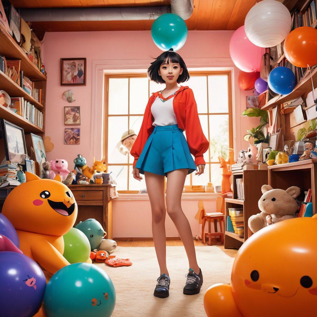 A vibrant mashup of anime characters playfully exploring various fetishes, set against a whimsical background filled with humor and adult themes. Incorporate playful elements like oversized props and exaggerated expressions that embody the essence of adult humor. The characters should be colorful and diverse, showcasing unique styles and poses that highlight their adventurous spirit. Fancy a splash of surrealism to enhance the fantastical elements, with bright colors and a polished finish. ultra-modern anime style. vibrant colors. playful and whimsical.